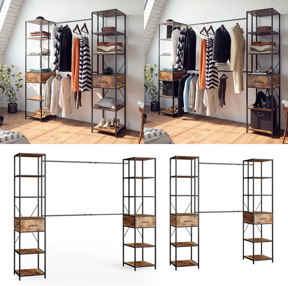 Armadio multifunzione Fyrk, Rovere rustico, 180 x 187 cm, combinabile con altri mobili Fyrk per un utilizzo modulare