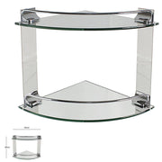 Trade Shop - Mensola Ad Angolo Doppia Per Bagno Angoliera A 2 Ripiani In Vetro Arredo 52910 -