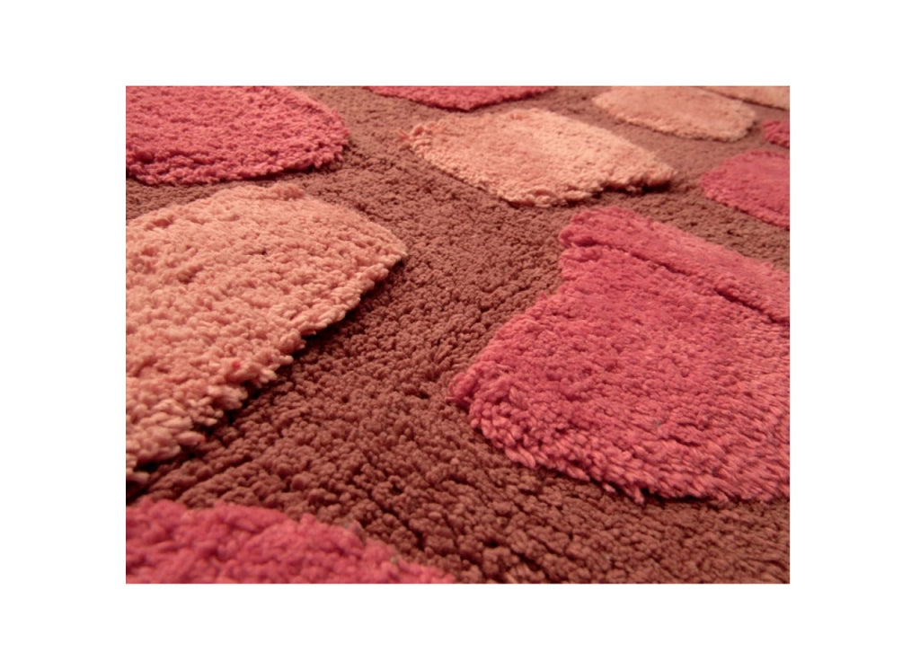 Tappeto Da Bagno Antiscivolo Disegno Stone Colore Rosa - 65x130 - Rosa