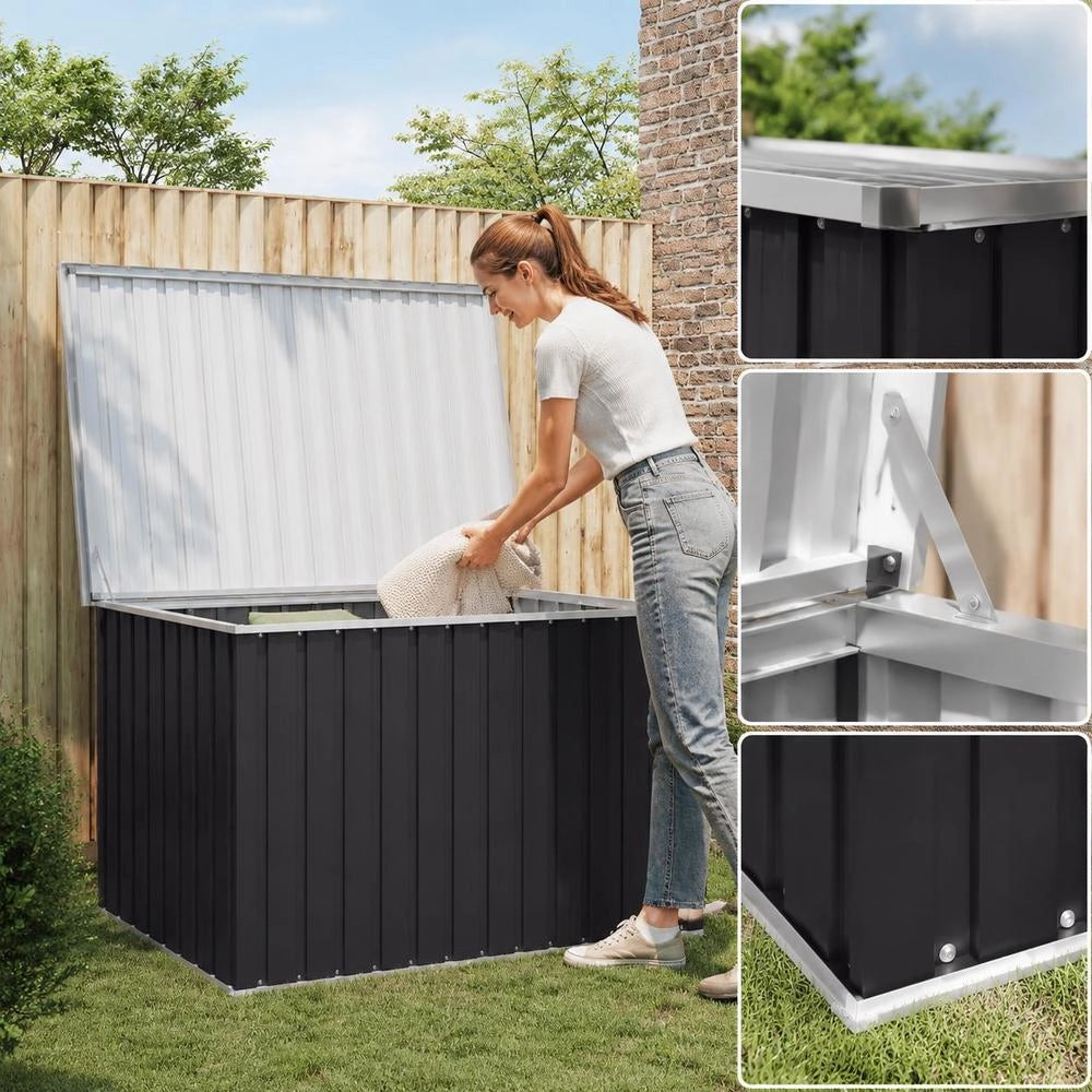 Large Galvanized Steel Storage Box, Stackable Design For Garage Workshop Garden, Tool And Equipment Organizer, 149x99x93 Cm