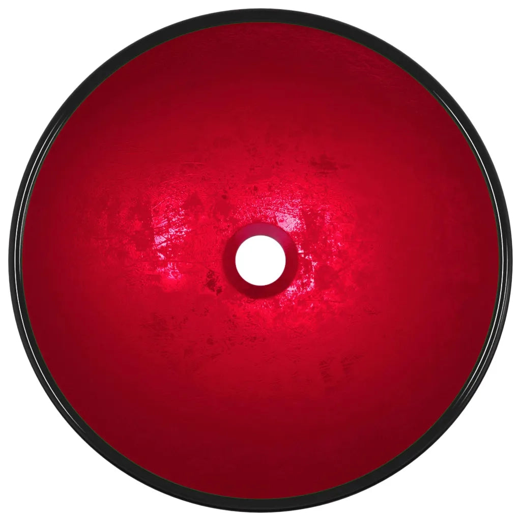 Lavandino in Vetro Temperato 42x14 cm Rosso CFW9663755