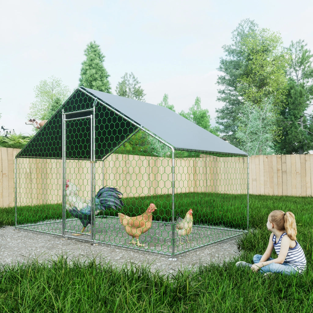 GABBIA PER POLLI 3x2x2 m Acciaio zincato Argento con serratura