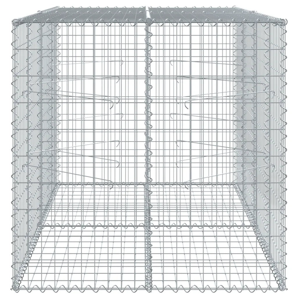 Cesto Gabbione con Copertura 200x100x100 cm in Ferro Zincato 3295192