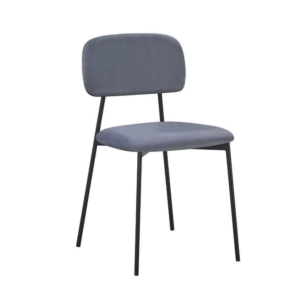 Set 4 Sedie Shen in vellutino grigio e gambe in metallo nero 44x49x78H