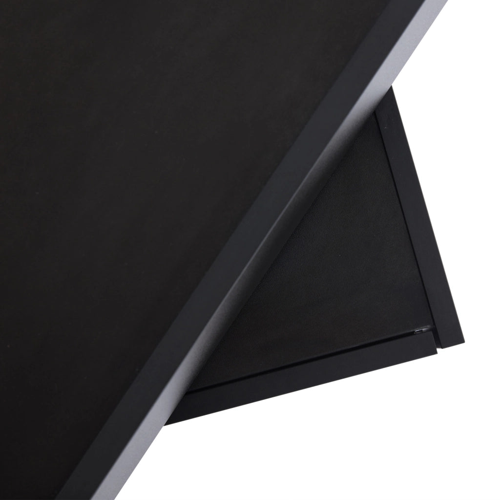 Tavolino da caffè girevole a 360° con 2 cassetti e 2 ripiani; 60x60x38 cm; nero; in truciolare