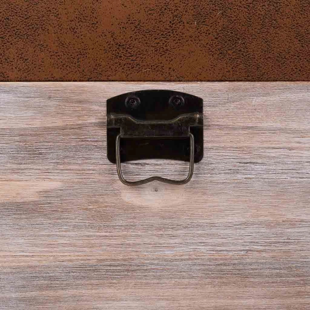 Baule in legno e Sgabello in similpelle marrone 80x40x38h