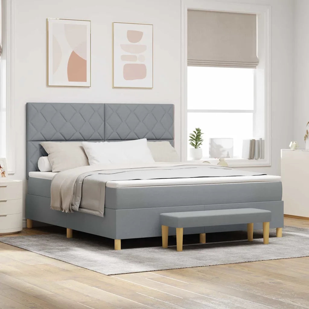Letto a molle con testiera Grigio chiaro 200 x 180 cm Tessuto 3344394