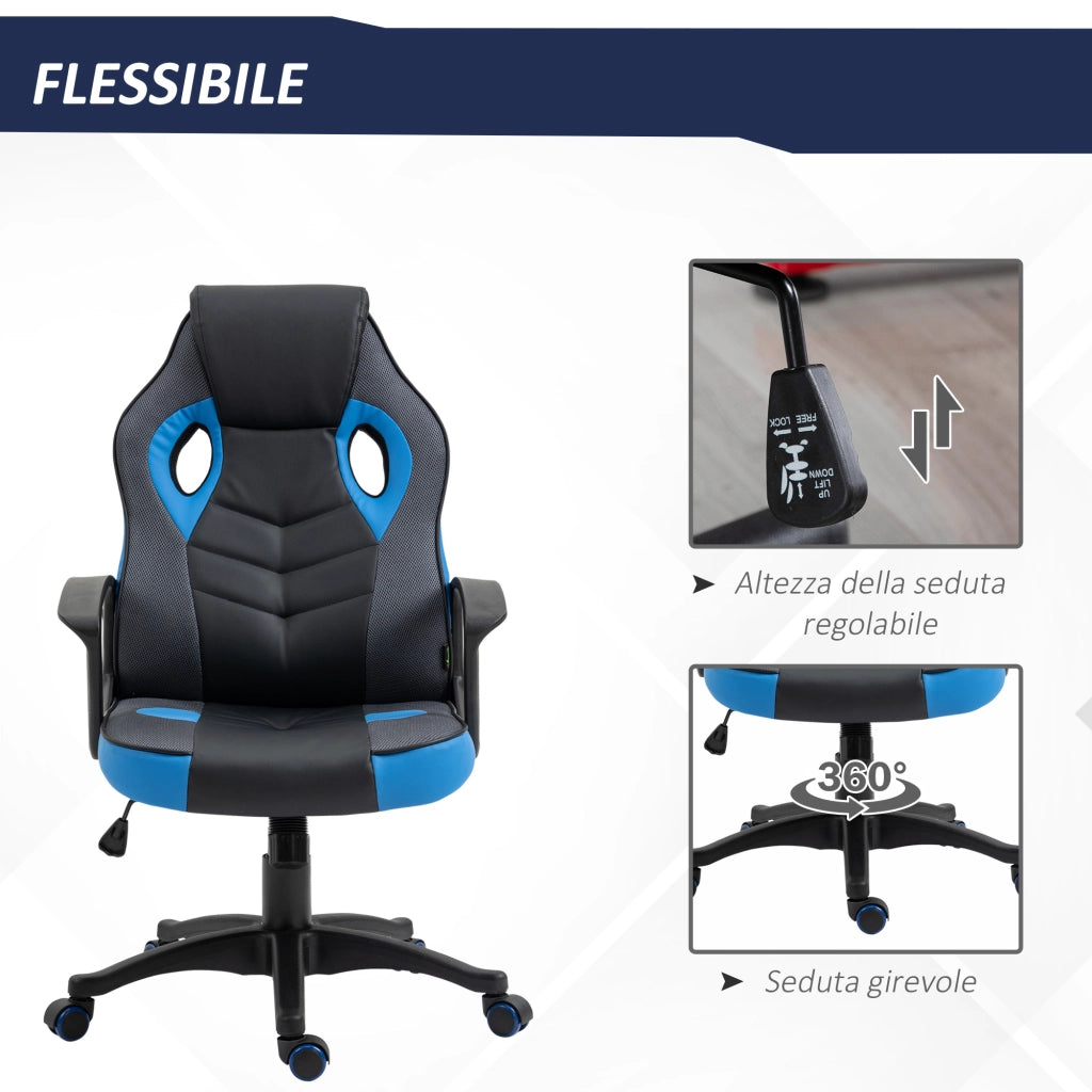 Sedia da Gaming Poltrona da Ufficio Girevole con Rotelle in Similpelle