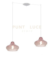 SOSPENSIONE BIANCO 2 LUCI SPOSTABILE VETRI PICCOLI RUBINO 1191BI-S2 SP-RU