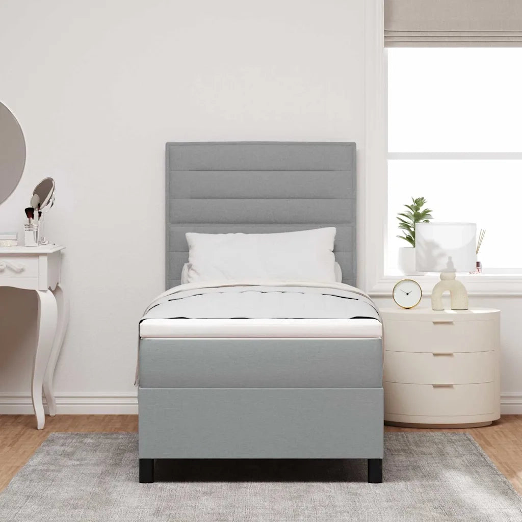 Letto a molle con materasso Grigio chiaro 100 x 200 cm Tessuto 3339287