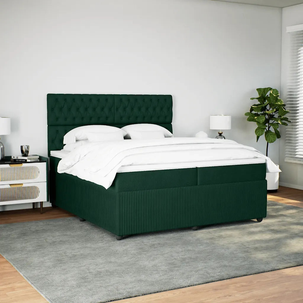 Giroletto a Molle con Materasso Verde Scuro 200x200 cm Velluto