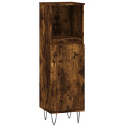 Mobiletto da bagno in legno composito con 2 scomparti pratico stile industriale 30 x 30 x 100 cm finitura rovere affumicato 02_0049006