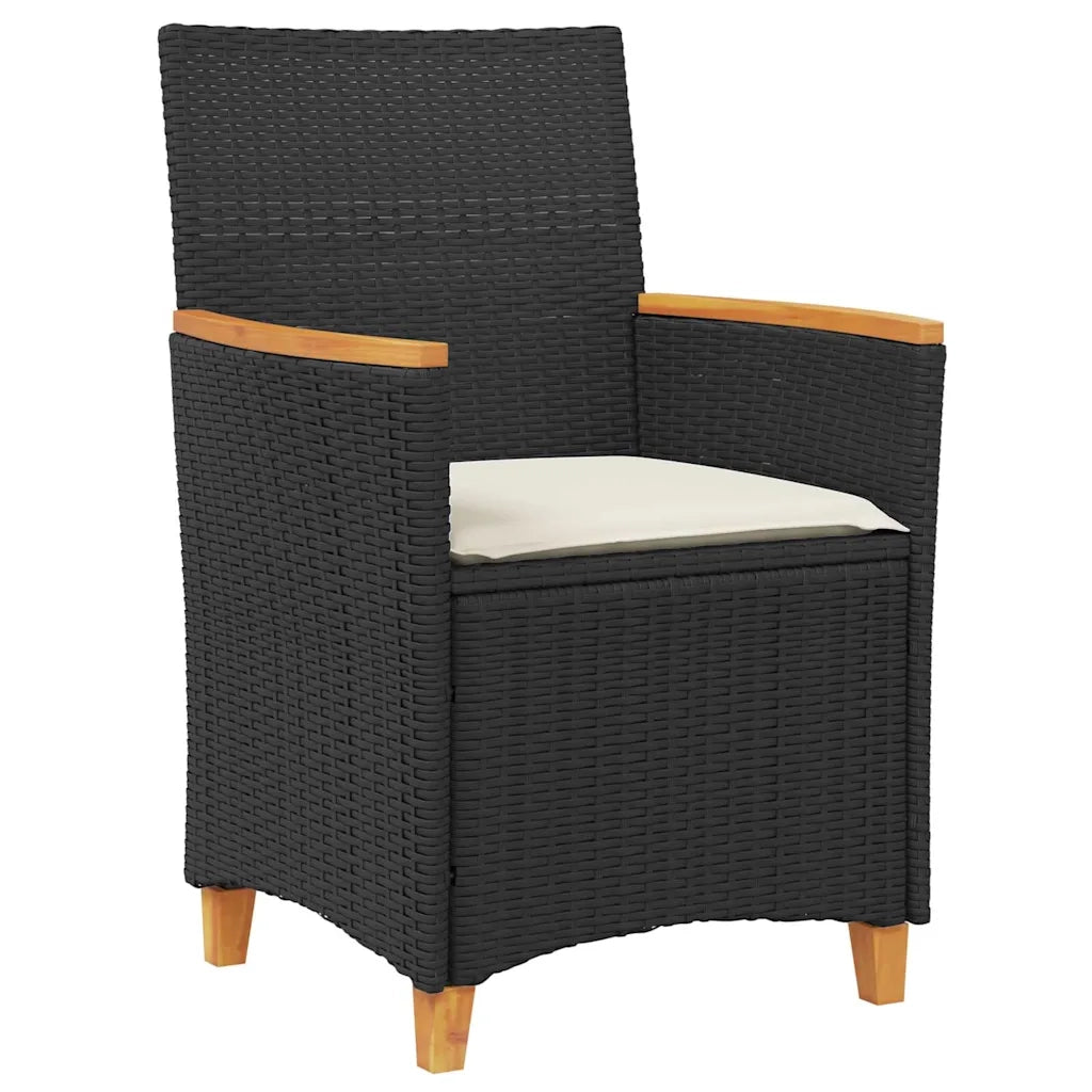 Set da Pranzo per Giardino 5 pz Nero polyrattan 3381088