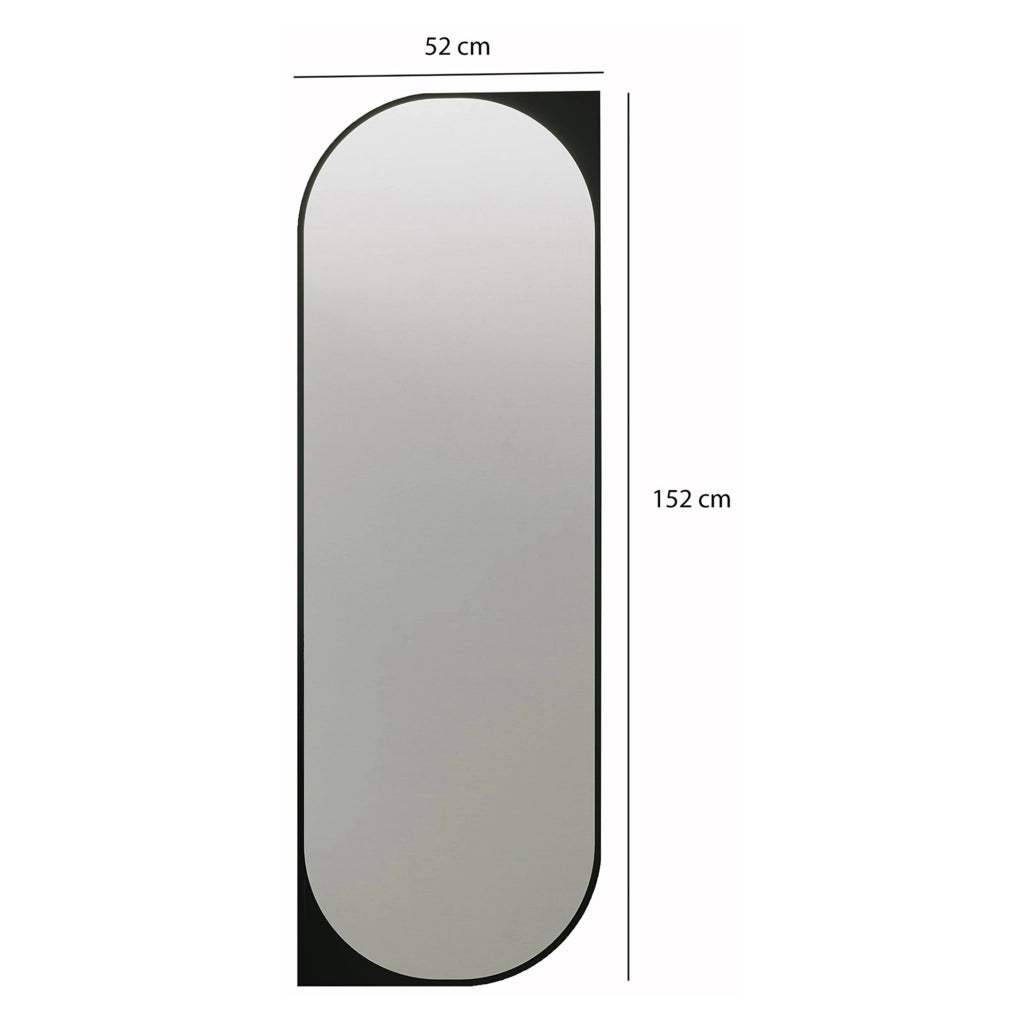 Burgio, Specchio Forma Rettangolare, 52x152h cm Nero