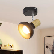 ZMH Faretto da soffitto neri 1 fiamma legno E14 vintage per soggiorno
