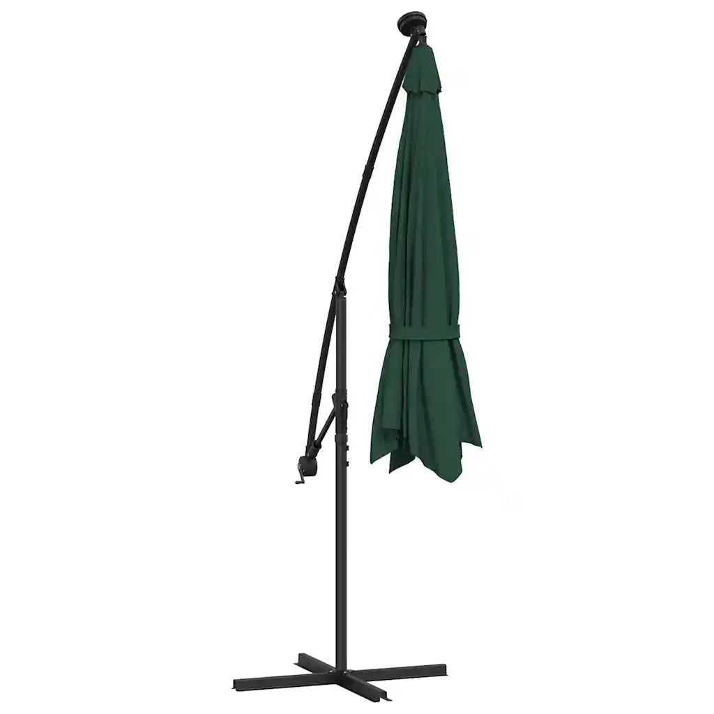 Ombrello | Parasolne Pensile con Luci LED 300 cm Verde Palo in Metallo