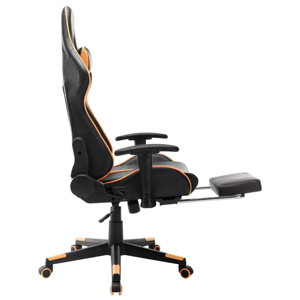 Sedia da Gaming | Sedia da e-sports con Poggiapiedi Nera e Arancione in Similpelle