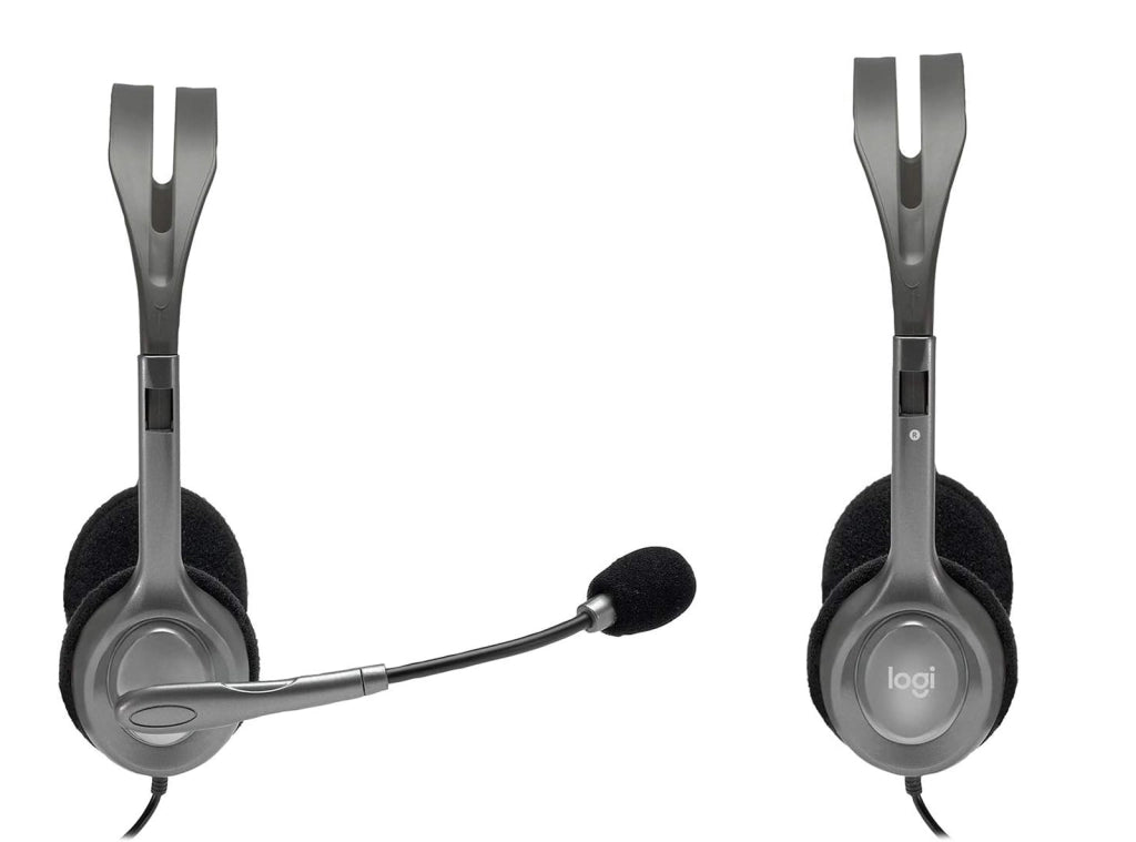 Cuffie Logitech H110 Cablate Stereo con Microfono Regolabile a Cancellazione del Rumore Doppio Jack Audio 3.5mm per PC Laptop e Computer Grigio