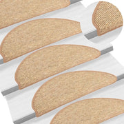 Tappetini per scale 15 pz 56x17x3 cm Marrone chiaro Semicircolari 326898