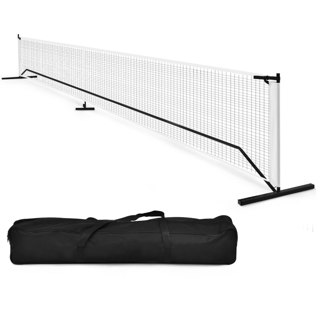 Rete pickleball portatile da 670cm, Set rete da pickleball con tubolari metallici rete in poliestere e borsa