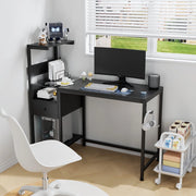 Scrivania con Presa di Corrente e Ripiani ¨C Xylo ¨C Nera, USB, Ufficio