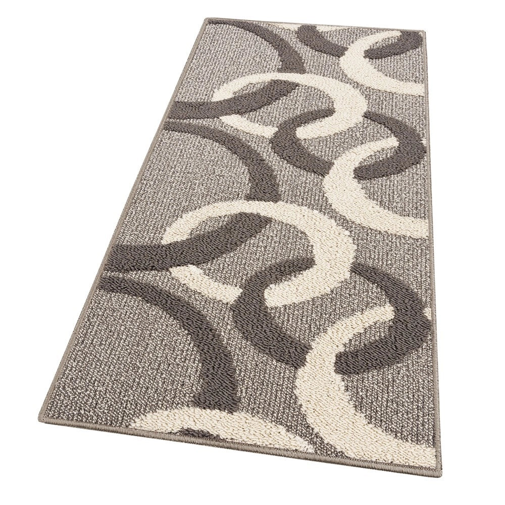 Tappeto Cucina 50x100 Cm Tridimensionale Cerchi 3D Assorbente Morbido Moderno Antiscivolo Beige