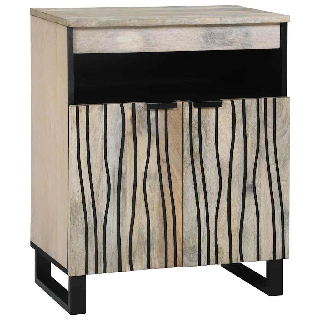 Credenza rettangolare moderna con versatile spazio di archiviazione 60 x 33 x 75 cm realizzata in legno massello di mango nero 02_0057783