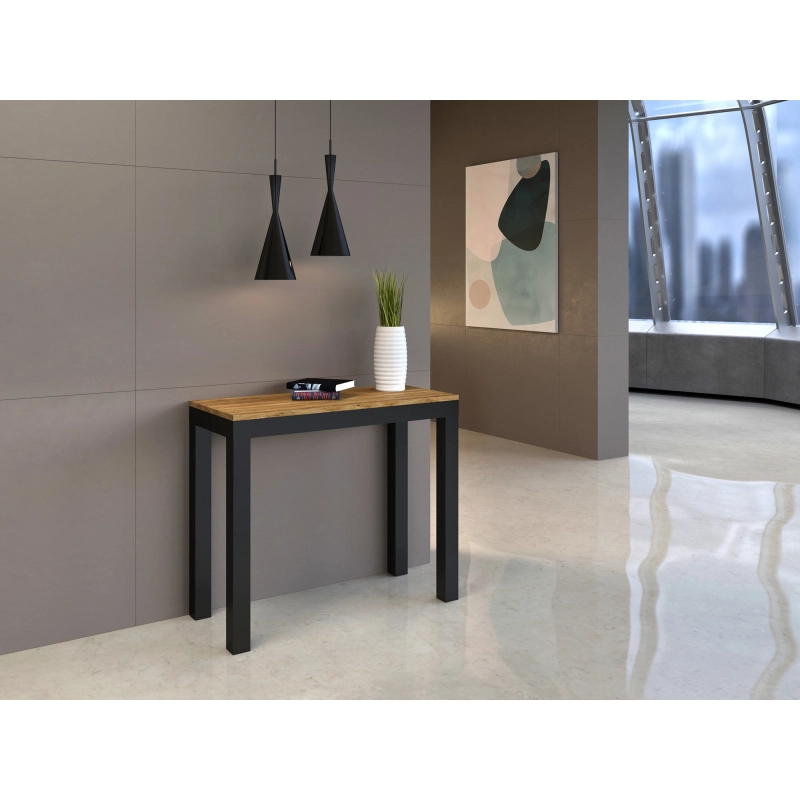Consolle allungabile 90x40/196 cm Everyday Small Evolution telaio Antracite - Quercia Natura