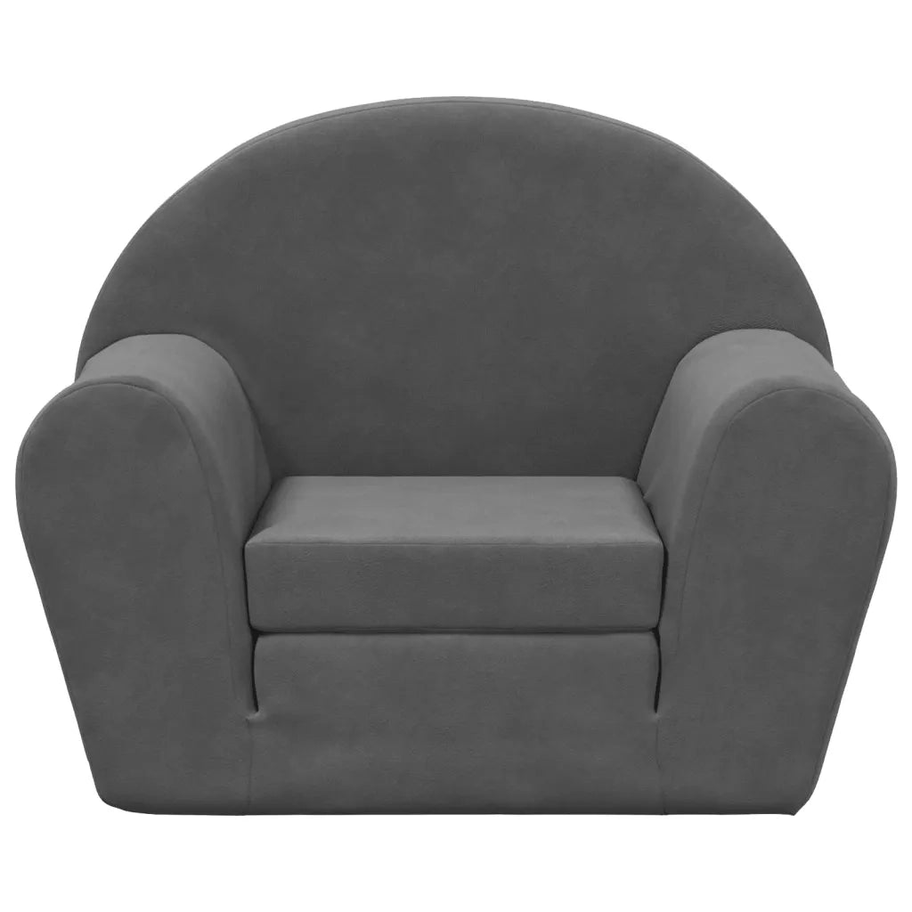 Divano Letto per Bambini Antracite in Morbido Peluche 356994