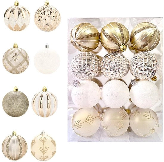 Set di palline di Natale da 24 pezzi - Palline di Natale in plastica indeformabile - Palline di Natale dorate - Ornamenti da appendere - Decorazioni festive - Per albero di Natale - Decorazione di Natale