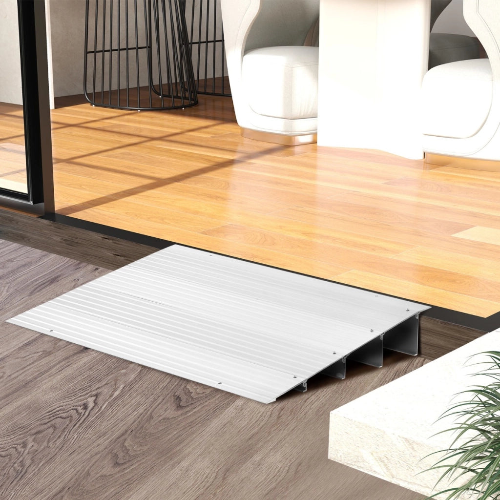 Rampa per soglia porta in alluminio con altezza regolabile, Rampa d'accesso antiscivolo portata 317kg 86,5x54x10,5cm-Salute e bellezza