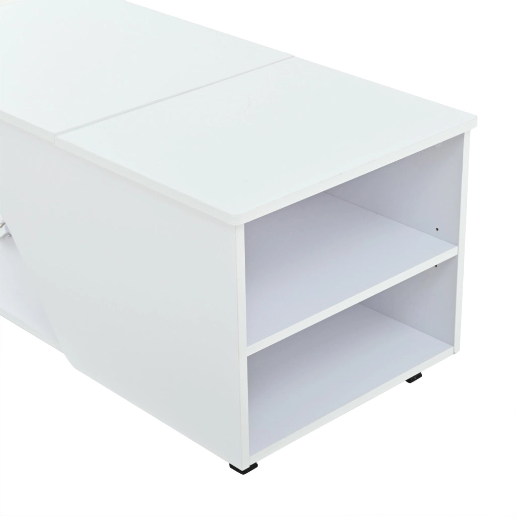 Tavolino lucido, illuminazione a LED, altezza regolabile, design traforato, 50 x 100 x 46 cm, bianco