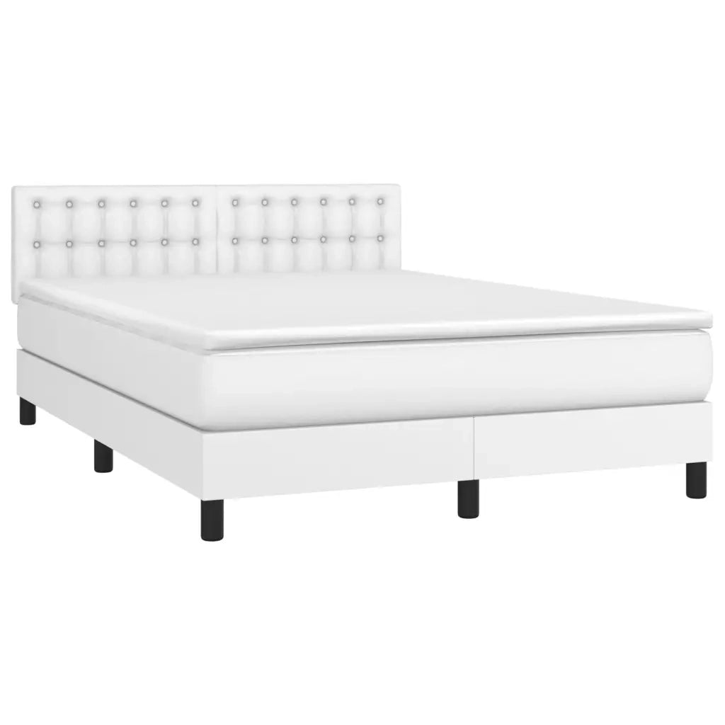 Giroletto Molle con Materasso e LED Bianco 140x200cm Similpelle