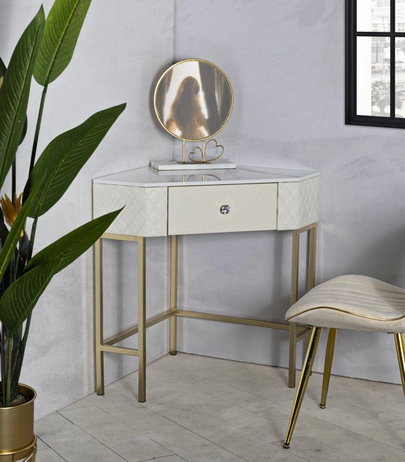 Console Angolare Sharon 84,5x60x77 cm in Pino e MDF e Metallo e Plastica