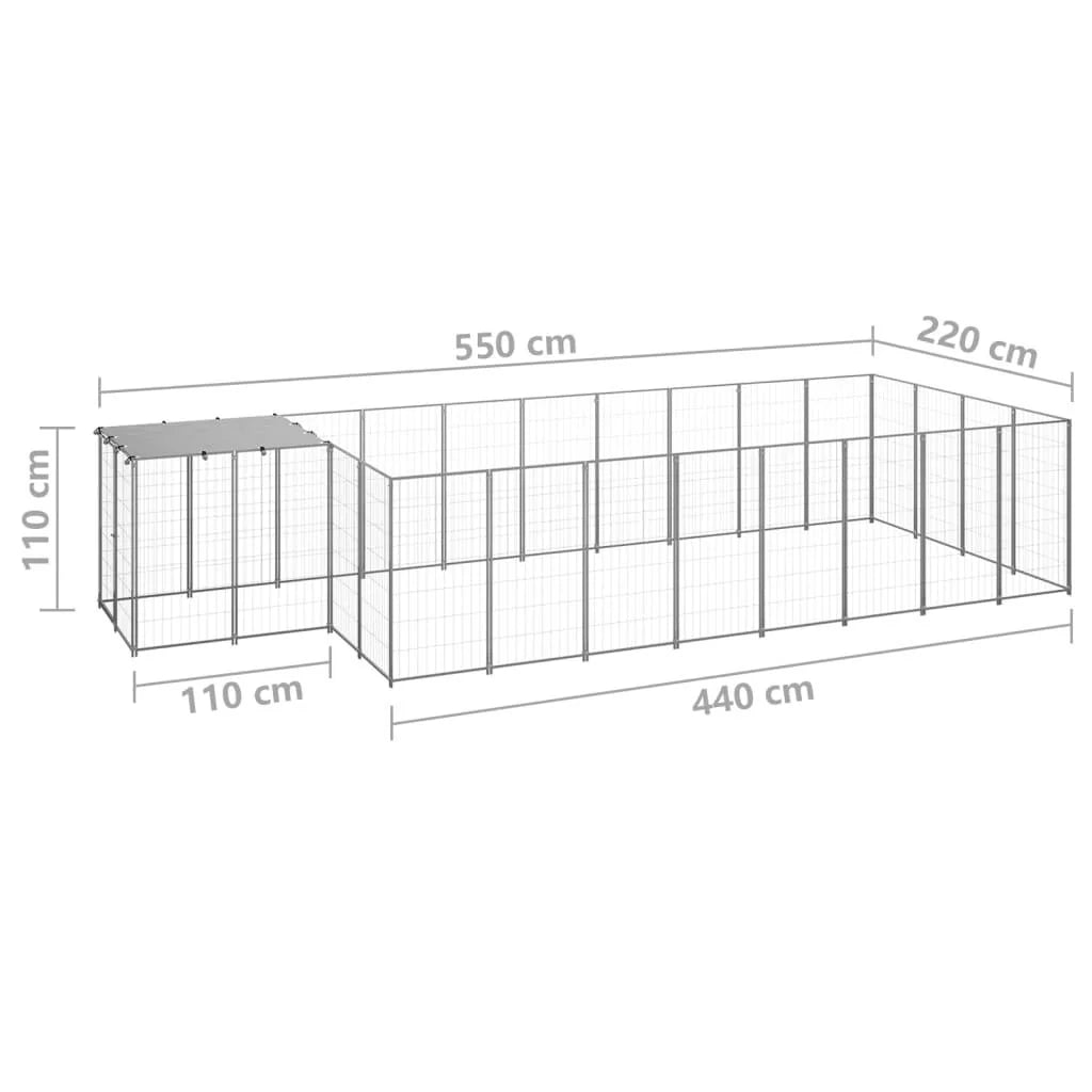 Gabbia per cani da esterno recinto per animali colore argento 10,89 m² in acciaio codice 02_0000230
