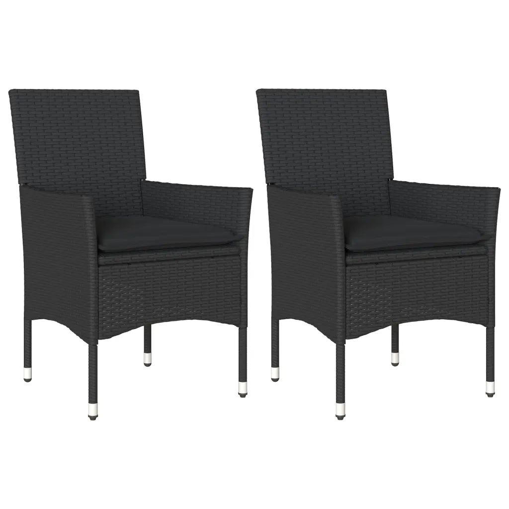 Sedie da Giardino con Cuscini 2 pz Nere in Polyrattan 368109