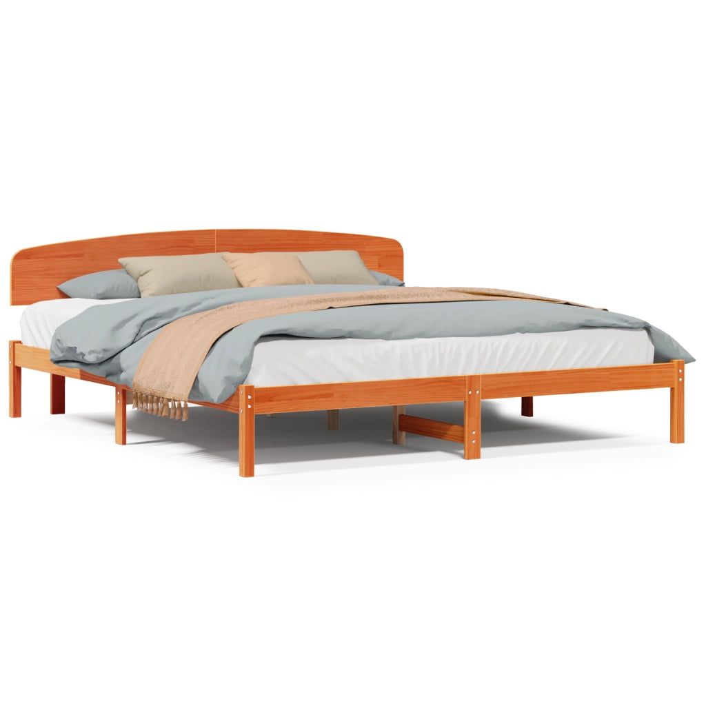 Telaio Letto con Testiera Marrone Cerato 180x200 cm Legno Massello di Pino
