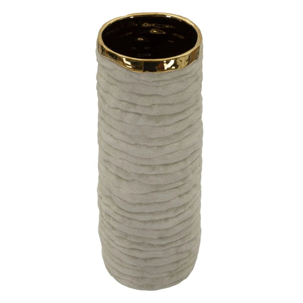 Vaso Decorativo VKH1018, Grigio, Ceramica, 15,5x15,5x40 cm