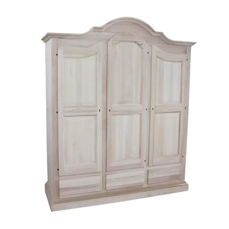 Armadio classico 3 porte avorio filo marrone legno 185x62x220 - Mobili 2G
