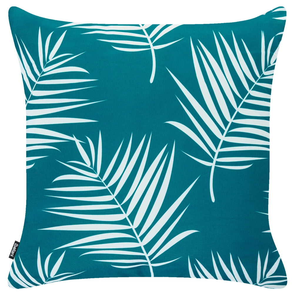Set di 3 Cuscini Decorativi da Esterno Turchese in Poliestere per Giardino con Motivo Floreale