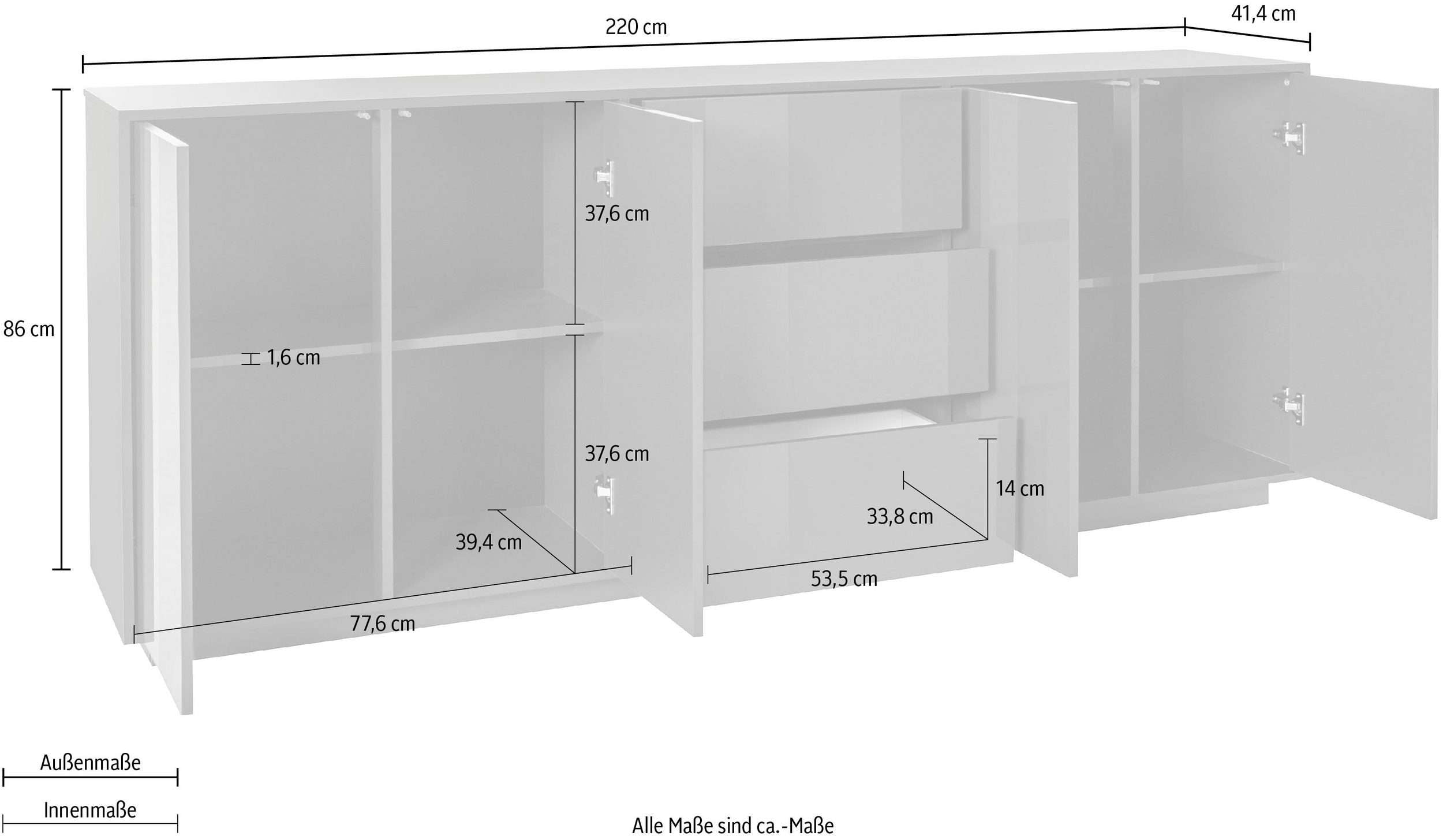 Credenza cucina 220cm mobile soggiorno design moderno Lonja Report