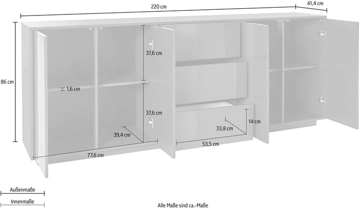 Credenza cucina 220cm mobile soggiorno design moderno Lonja Report