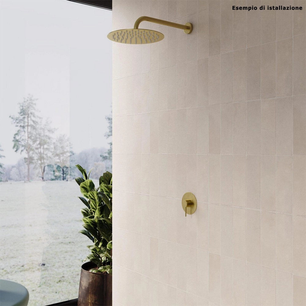 Trade Shop - Soffione Doccia Ultra Slim Rotondo ø25cm Oro Satinato Attacco Universale ½ Bagno 87884 -