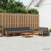 Set di divani da esterno 7 pcs Naturale e Antracite