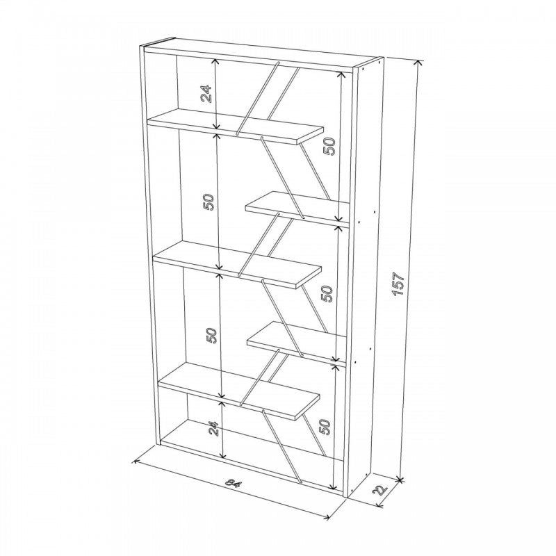 Libreria moderna moderna divisorio bianca cm 84x22x157 h