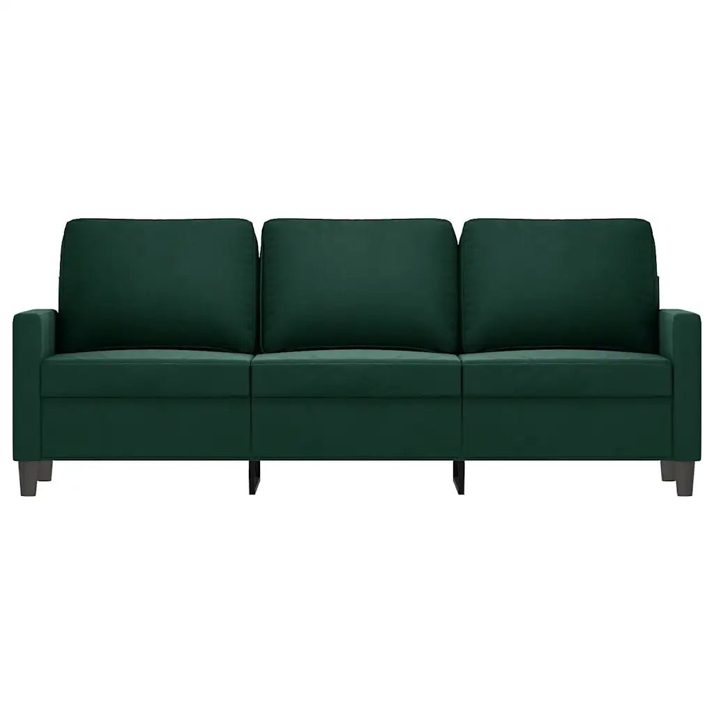 Divano a 3 Posti Verde Scuro 180 cm in Velluto