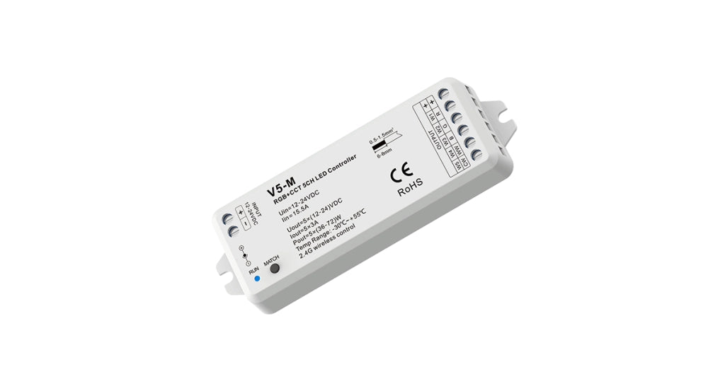 Centralina Controller con Telecomando RGB + CCT LED 12-24v V5-M+R17