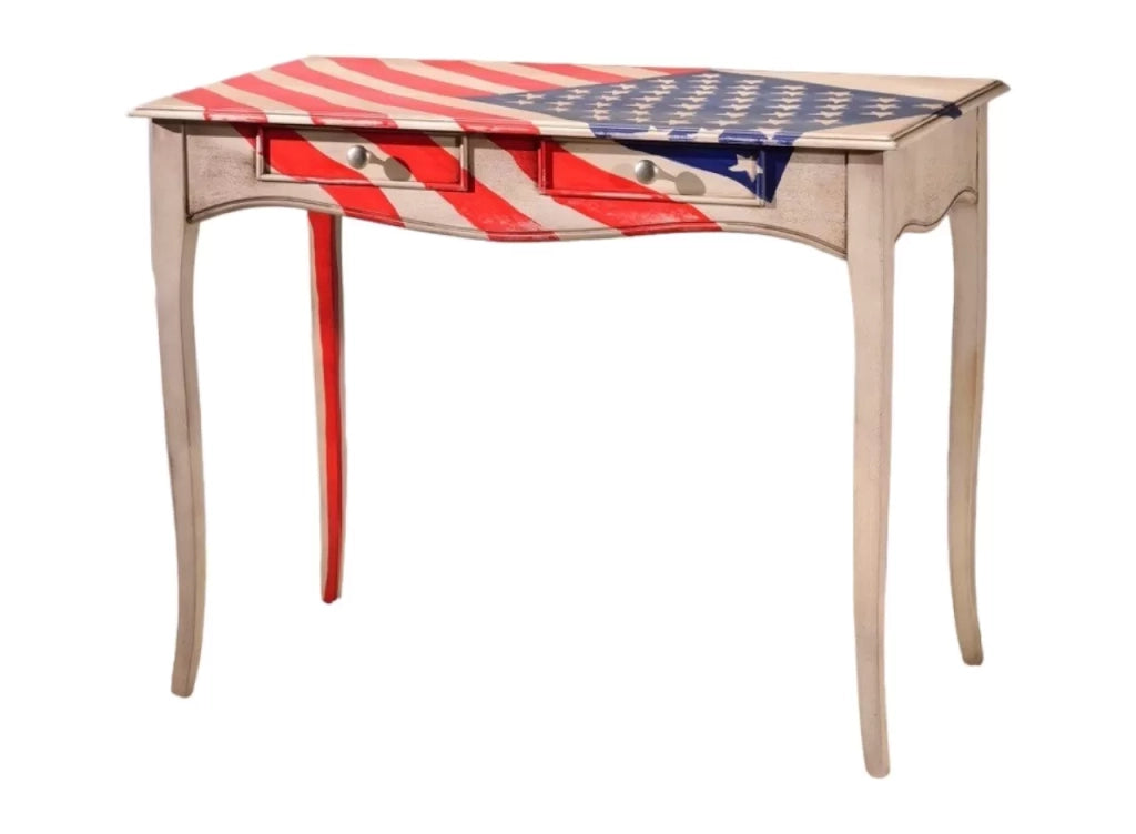 Consolle 2 cassetti legno decori america 101x54x80 - Mobili 2G