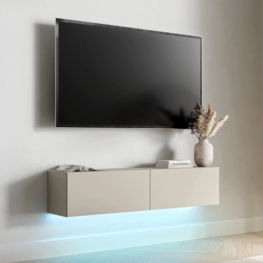 Mocogno, Mobile Porta tv un Ripiano, 144x32x32h cm Beige
