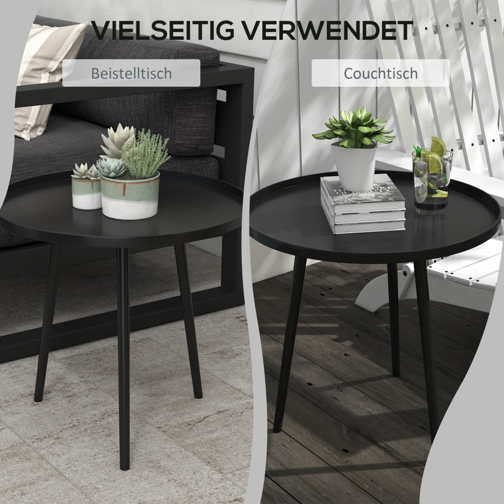 Comodino esterno; tavolino da giardino; tavolo rotondo a terrazza; acciaio; ? 40 x H 50 cm; nero